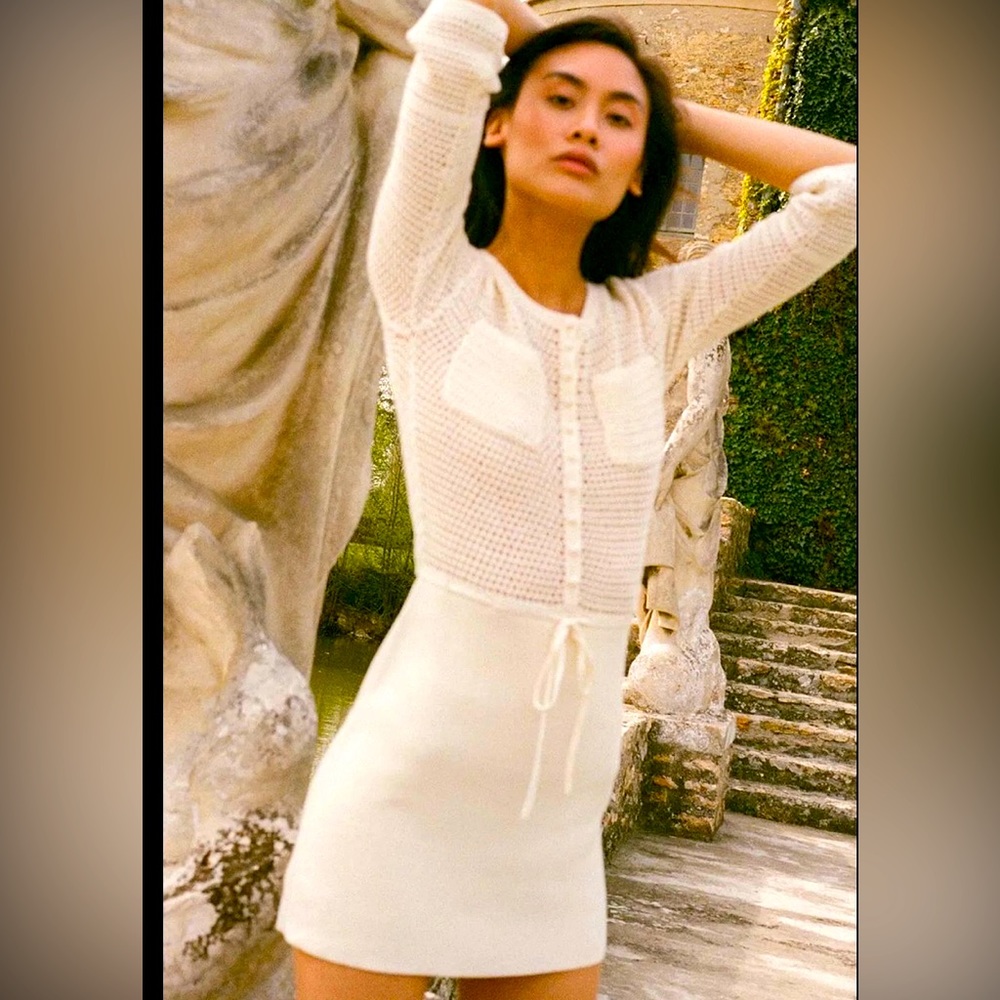 Musier Paris Mini Crochet Burkin Dress NWT in Ivory, Size Medium